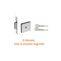 Fechadura auxiliar trava segurança tetra pado 1500 cromada quadrada 40mm