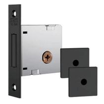 Fechadura Auxiliar Trava Stam 1004 Inox Roseta Quadrada Preto Fechadura Auxiliar Trava Stam 1004 Inox Roseta Quadrada Preto