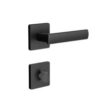 Fechadura banheiro maçaneta quadrada preto fosco 3f 740b/11