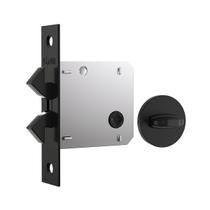 Fechadura Banheiro Porta Correr 1006S Roseta Redonda Preto