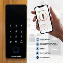 Fechadura Biométrica Digital Primebras Athenas Madeira Com Bluetooth
