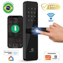 Fechadura Biométrica Eletrônica Digital Wifi Inteligente Porta Maçaneta Panda Plus Tuya Smart Life App Senha Chave Tag