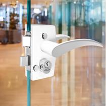 Fechadura c/ Maçaneta e Capa 1520 Porta Vidro/Alvenaria Branca