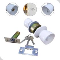 Fechadura Cilindrica Com Botão e Chave Para Porta Escritorio Consultorio Hoteis Branca