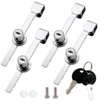 Fechadura com Trava de Catraca para Porta de Vidro de Correr QEDT Cromada, Kit com 4