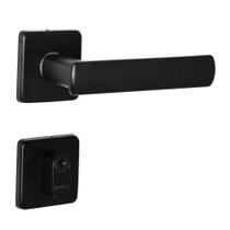 Fechadura DAMA Externa Preta Arouca Roseta Quadrada Inox