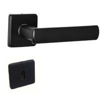 Fechadura DAMA Preta Arouca 40mm Roseta Quadrada Inox Fechadura DAMA Preta Arouca 40mm Roseta Quadrada Inox