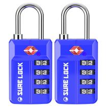 Fechadura de bagagem SURE LOCK aprovada pela TSA, reinicializável de 4 dígitos, azul