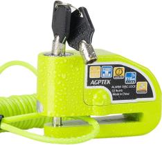 Fechadura de freio a disco AGPTEK 110db com cabo de lembrete de 1,6 m verde