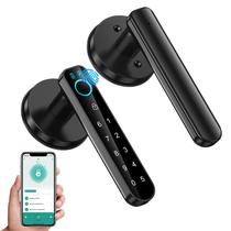 Fechadura de porta com impressão digital OFFTV Smart Door Knob preta com APP