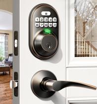 Fechadura de porta com impressão digital Veise com 2 alças de alavanca em bronze Fechadura de porta com impressão digital Veise com 2 alças de alavanca em bronze