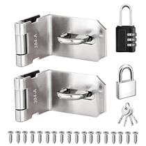 Fechadura de porta Hasp Latch de 10 cm em aço inoxidável Sunxeke 304, pacote com 2