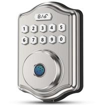 Fechadura de porta inteligente de 52 HZ com impressão digital, entrada sem chave, níquel acetinado Fechadura de porta inteligente de 52 HZ com impressão digital, entrada sem chave, níquel acetinado