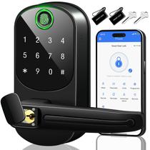 Fechadura de porta inteligente EASY MSR, entrada sem chave com impressão digital preta Fechadura de porta inteligente EASY MSR, entrada sem chave com impressão digital preta