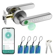 Fechadura de porta inteligente Evanshow com maçaneta, entrada sem chave, prata
