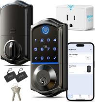 Fechadura de porta inteligente Veise Wi-Fi, entrada sem chave, impressão digital, preto fosco