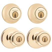 Fechadura de porta Kwikset 242 Tylo Entry Knob e Deadbolt Brass Fechadura de porta Kwikset 242 Tylo Entry Knob e Deadbolt Brass