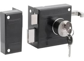 Fechadura De Sobrepor Portão Stam 701/80 Preta Cilindro Inox Para Porta Ferro E Madeira Fechadura De Sobrepor Portão Stam 701/80 Preta Cilindro Inox Para Porta Ferro E Madeira