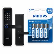 Fechadura Digital Biométrica com Pilha Alcalina AAA Philips LR6 1.5V Power Alkaline Cartela