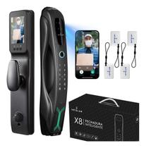 Fechadura Digital Biométrica com Vídeo Porteiro e Controle pelo Celular Cor Preta Fechadura Digital Biométrica com Vídeo Porteiro e Controle pelo Celular Cor Preta