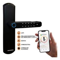 FECHADURA DIGITAL BIOMÉTRICA ELECTRONICA PRIMEBRAS P6001 BLUETOOTH APP Ttlock PRETA