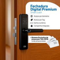 Fechadura Digital Biométrica Papaiz SL150 Embutir Touch Senha Cartão RFID Tag Eletrônica