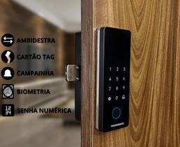 Fechadura Digital Biométrica Primebras Athenas Porta Madeira