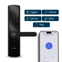 Fechadura Digital de Embutir Biométrica Wifi com Senha e Tag, Controle Inteligente por App, Preto Velds Fechadura Digital de Embutir Biométrica Wifi com Senha e Tag, Controle Inteligente por App, Preto Velds