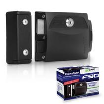 Fechadura Elétrica 12v Social Portão Preta F90 Porta Ipec