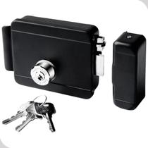 Fechadura elétrica 12v soprano ros42 anti-burla preta para portão