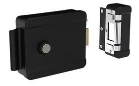 Fechadura Elétrica Bipartida 12V com Botão Preto Soprano