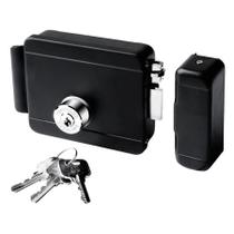 Fechadura Elétrica Cilindro Fixo 12V Preto Soprano