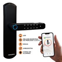 Fechadura Elétrica Digital Biométrica Primebras Bluetooth App Ttlock Preta