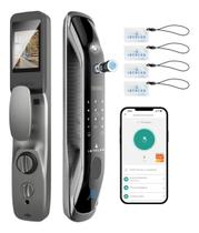 Fechadura Elétrica Digital Inteligente Biométrica Wifi Câmera Tela HD Senha Numérica Eletrônica