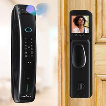 Fechadura Elétrica Digital Porta Câmera Reconhecimento Facial Biométrica Senha Numérica Cartão APP - Intelar