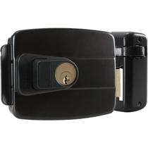 Fechadura elétrica garen preta 2v aço com botão