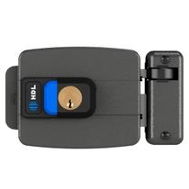 Fechadura Elétrica Hdl C-90 Dupla Cinza Abre Para Dentro Com Botão