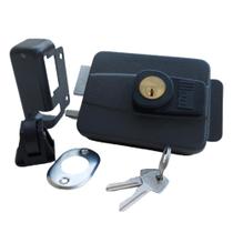 Fechadura Elétrica Sobrepor Dupla 12V e 110V com Cilindro 30mm Porta Portão com Abertura para Dentro