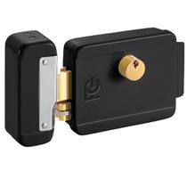 Fechadura Eletrica Sobrepor Preta Reversível 4 Lados