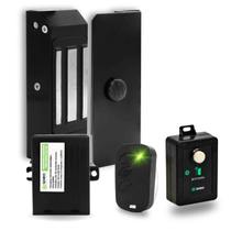 Fechadura Eletroímã M60 Botoeira S/fio Com Controle Receptor Preto