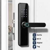 Fechadura Eletrônica Digital Biométrica Wi-Fi Cartão Com Visor Vidro H2