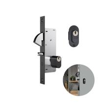 Fechadura Em Preto Fosco Com Cilindro Oval Para Porta de Correr 940 Stam Fechadura Em Preto Fosco Com Cilindro Oval Para Porta de Correr 940 Stam