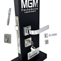 Fechadura Externa Modena Roseta Quadrada Cromada MGM