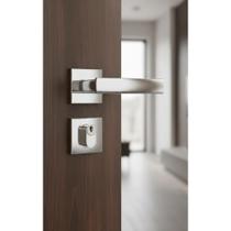 Fechadura Externa Porta Aço Inox Cromado Roseta Segurança Mé