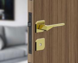 Fechadura externa roseta design dourada zamac Fechadura externa roseta design dourada zamac