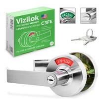 Fechadura indicadora de privacidade VIZILOK C3FE com teclas Satin Chrome Fechadura indicadora de privacidade VIZILOK C3FE com teclas Satin Chrome