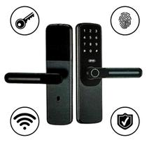 Fechadura Inteligente Digital Biométrica Wifi Senha Cartão Embutir Com App TUYA e Kit Completo - Knup