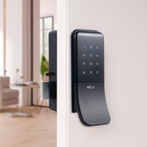 Fechadura inteligente Eletrônica Stark Digital Sobrepor Biometria Senha Tag Wifi Preto Neo Avant