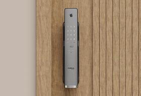 Fechadura inteligente push pull de embutir mfr 6300 cinza