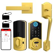 Fechadura Inteligente SMONET para Porta Principal Sem Chave com Impressão Digital Dourada Fechadura Inteligente SMONET para Porta Principal Sem Chave com Impressão Digital Dourada